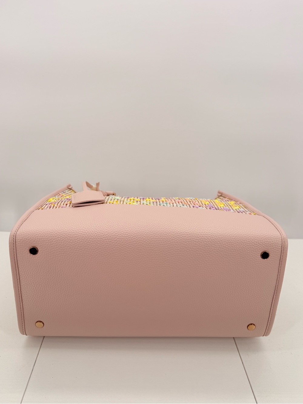 KURT GEIGER LONDON Chiswick Top Handle Tote Bag Pastel Pink Woven - Picture 7 of 10